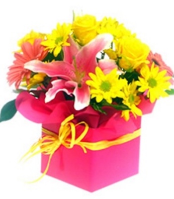 Pink and Yellow Flowers Box
