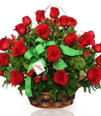 Red Rose Basket - 37 Roses