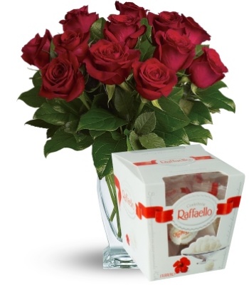 Red Roses and Rafaello Chocolates