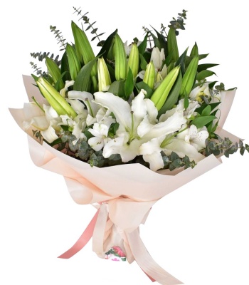 White Lilies and Alstroemeria Bouquet