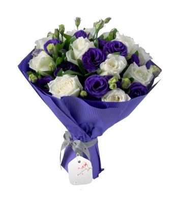 White Roses and Lisianthus Flower Bouquet