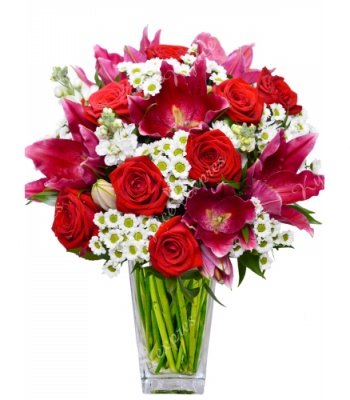 Fragrant Lilies and Roses Flower Arrangement