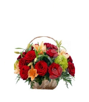 Lilies and Roses Flowers Basket