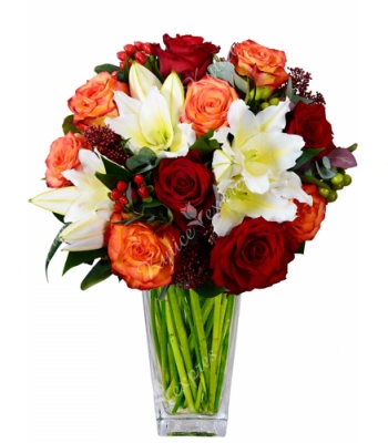 Lilies and Roses Flowers Bouquet