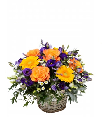 Orange and Purple Flower Basket