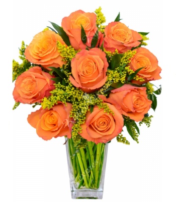 Orange Roses with Solidago