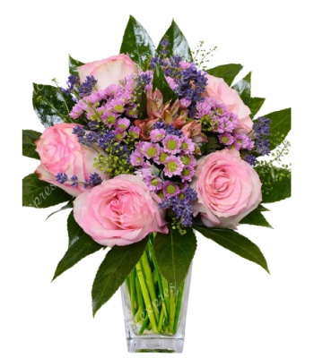 Pink Flower Bouquet and Purple Statice