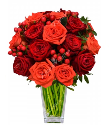 Red and Orange Roses Bouquet