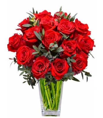 Red Roses with Greenery Flower Bouquet