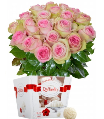 Red Roses and Raffaello Bouquet