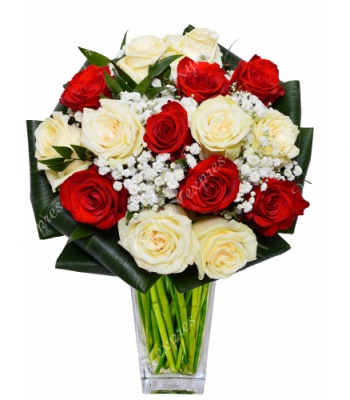 Red and White Rose Bouquet