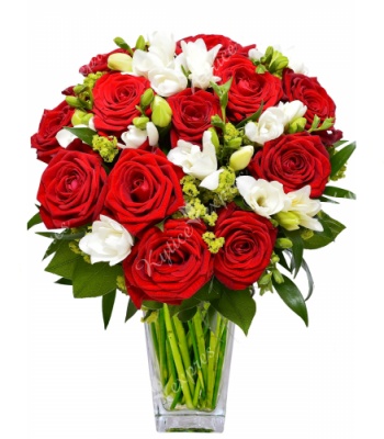 Roses and Fragrant Freesias Flowers