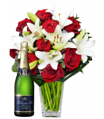 Roses and Lilies with Sparkling Wine