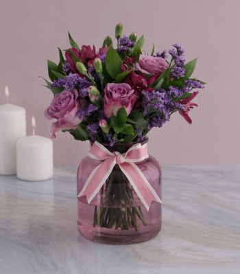 Lilac Flowers In Purple Vase