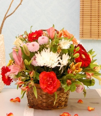 Mix Flower Basket - Fresh Cut Flowers