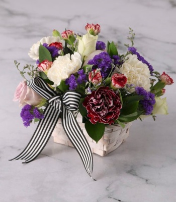 Purple and White Flower Basket