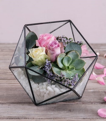 Rose Succulent Terrarium