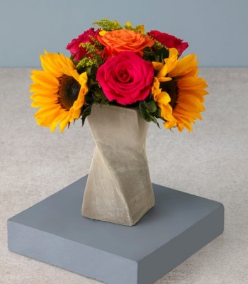 Sunflower And Rose Arrangement