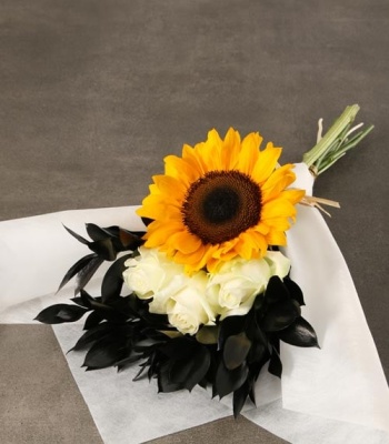 Sunflowers and Cream Roses