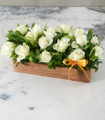 White Rose Arrangement Crate