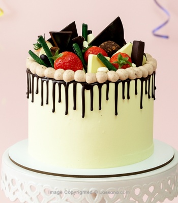 Chocolate Drip Cake with Strawberries & Chocolate Treats