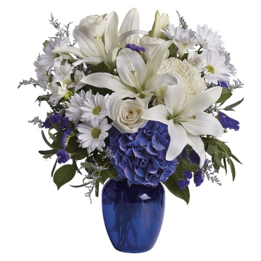 Congrulation Bouquet - Blue and White Flower Arrangement