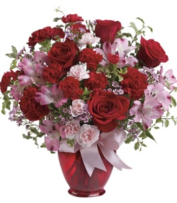 Blissfully Yours Flowers In Red Ginger Jar