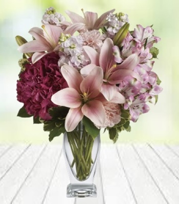 Fragrant Lilies with Lush Hydrangea