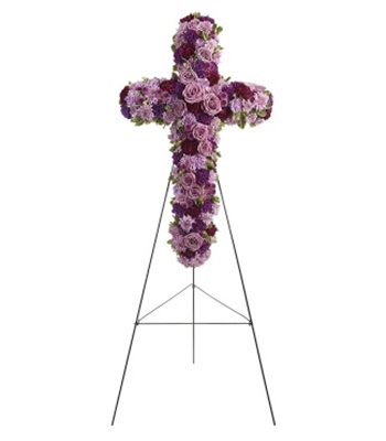Deepest Faith Purple Flowers Standing Cross