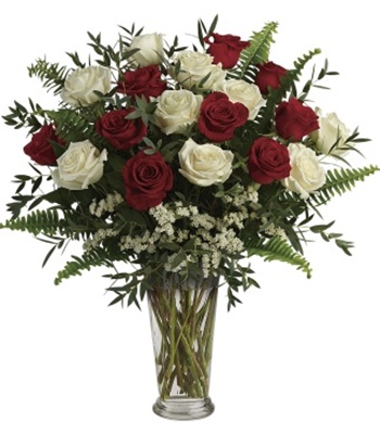 Yours Truly White and Red Rose Bouquet