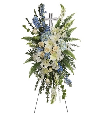 Eternal Grace Spray Of Peaceful White And Blue Blooms