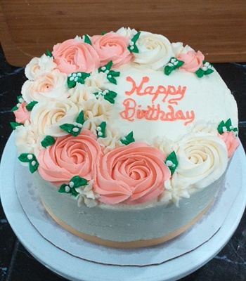 Happy Birthday Cake - Rose Design