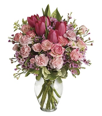 Pink Lily and Rose Bouquet With Mix Seasonal Flowers