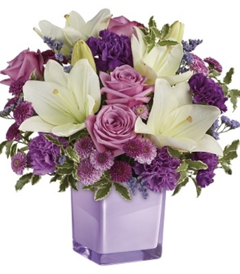Luxurious Lavender Roses & Snow White Lilies