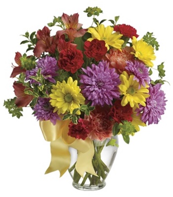 Mix Color Seasonal Flowers in Vase