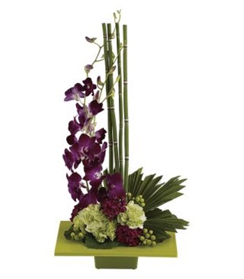 Modern Sculpture Delicate Purple Orchids