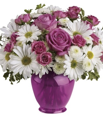 Pink Roses & White Daisy Delight Arrangement