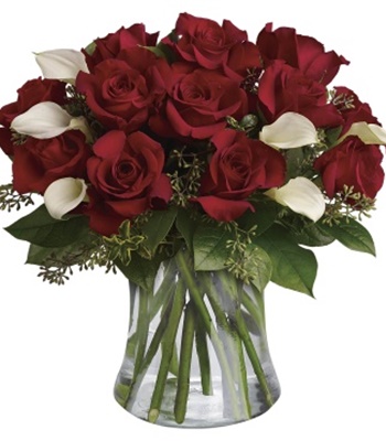 Wildly Romantic Red Roses And White Calla Lilies