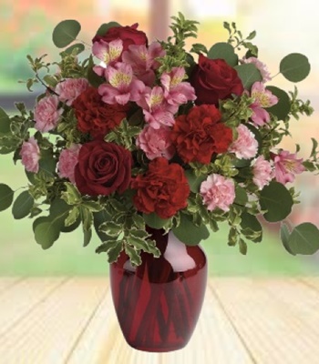 Roses & Alstroemeria in Radiant Vase