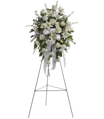 Pure Soul All White Flowers Funeral Spray