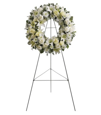 Serenity Wreath White Flowers Funeral Wreath