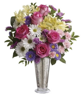Smile & Shine Bouquet in Shimmering Glass Vase
