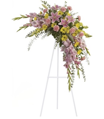 Sweet Solace Pink & Yellow Funeral Spray