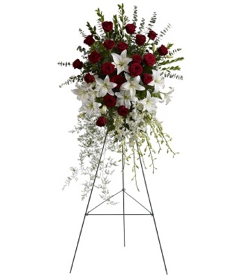 White Lily & Red Rose Tribute Funeral Spray