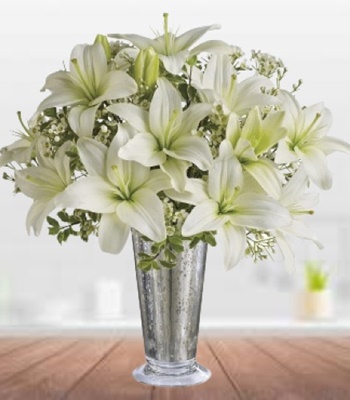 White Lilies in Glass Vase