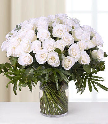 50 White Rose Bouquet