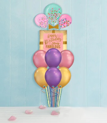 Birthday Balloon Bouquet - Fabulous Gift Chrome Color