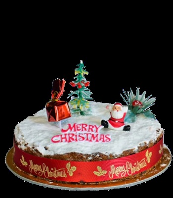 Christmas Cake With Santa and Christmas Tree Theme