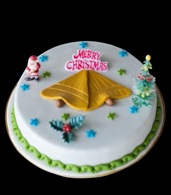 Christmas Cake With Santa Cap Theme