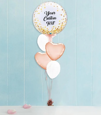 Bubbles Custom Text And Heart Balloon Bouquet